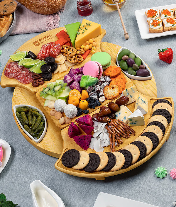 rotating cheese board with a set of knives